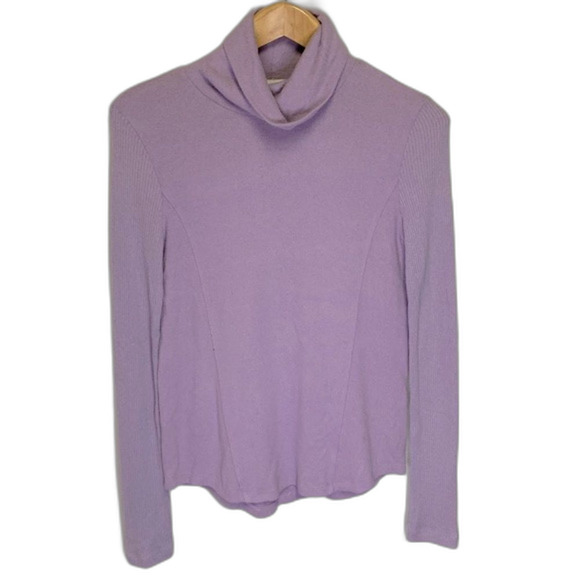 Saturday Sunday (Anthropologie) Lilac Brushed Fleece Turtleneck Sweater Size S - Picture 2 of 9